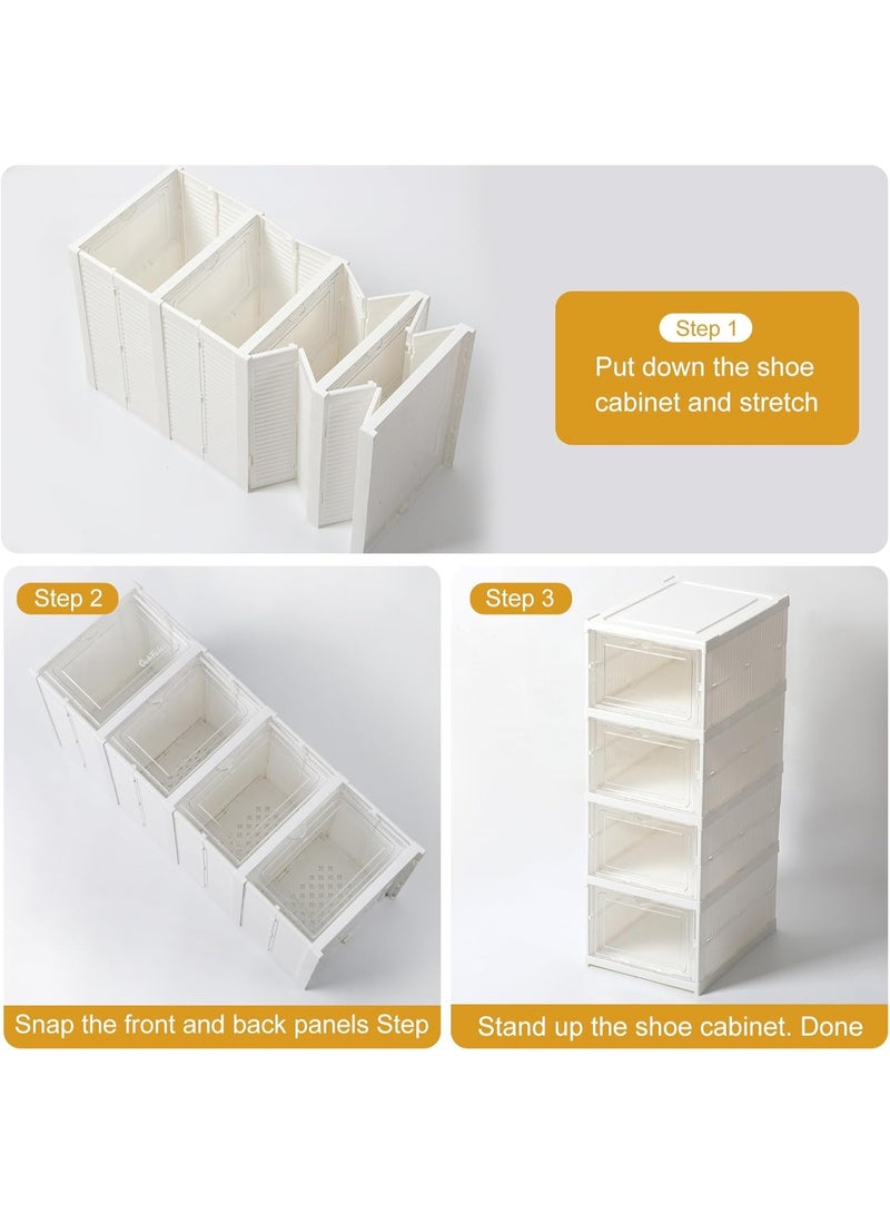 DubaiGallery Tall Shoe Storage Cabinet with 8 Layers, Clear Drawer Shoe Box Organizer, Strong Plastic Construction, Modern White Design, Easy Match Interior Style, Perfect for Entryway and Bedroom - Image 5